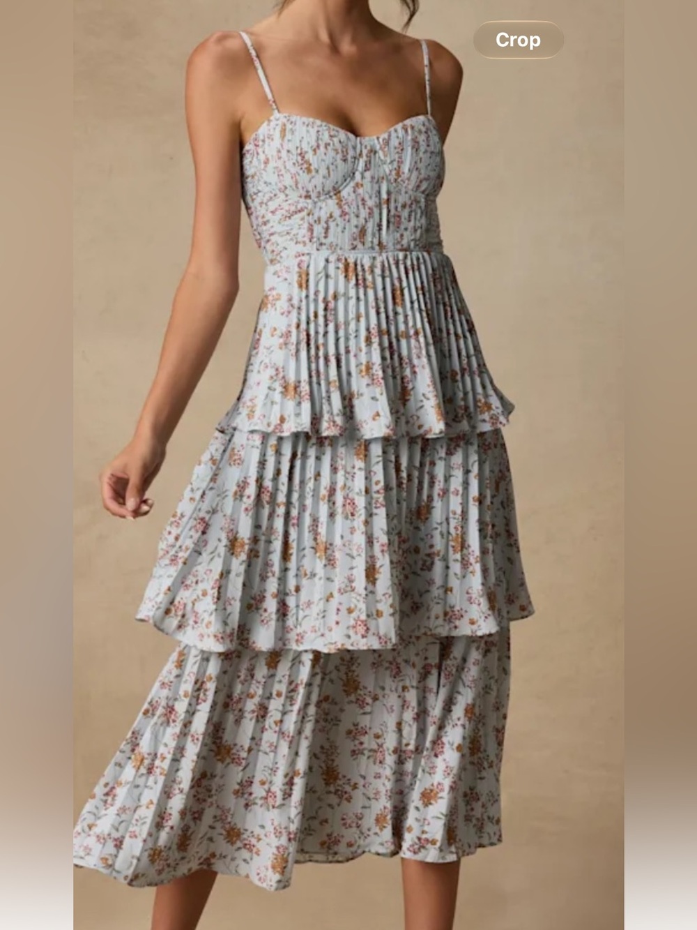 Lulus Layered Floral Midi Dress in Light Blue